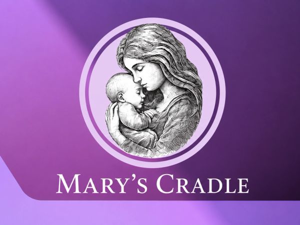 Logo of Mary’s Cradle showing a mother holding a baby.