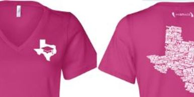 IMBRACE Collegiate Designs Ladies Berry V-Neck Texas Colleges t-shirt