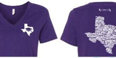 IMBRACE Collegiate Designs Ladies Purple V-Neck Texas Colleges t-shirt