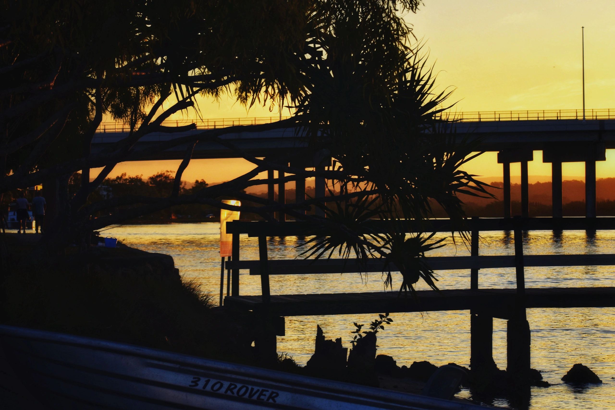 Sunset along the Maroochy River with the bridge in the background. 