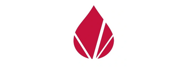 A stylized red droplet logo with white geometric lines.