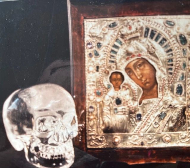 Skull and Icon of Black Virgin of Kaza