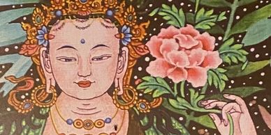 This is a detail from the Karma Phuntsok painting of Chendrezig, a digital image of the full image i