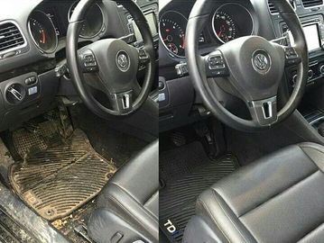 Before and after interior car detailing by Solid Mobile Car Wash.