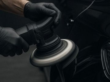 Professional machine polishing to restore gloss, enhance shine, improve the vehicle’s paint finish.