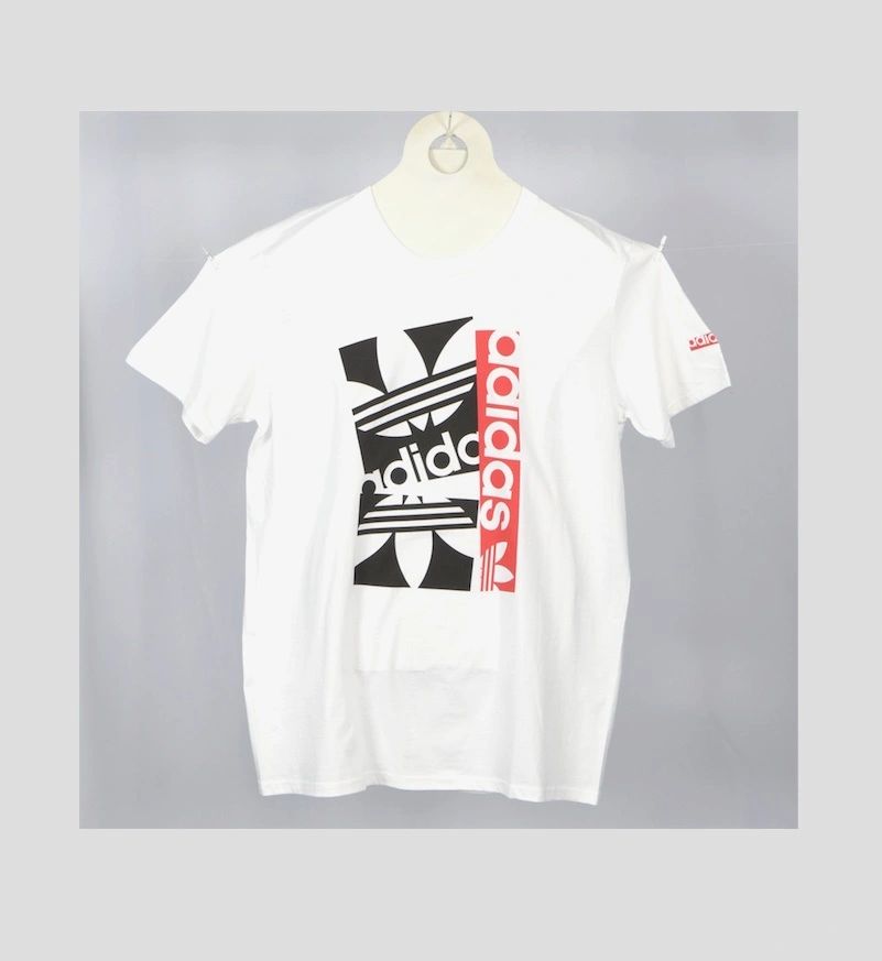 Adidas Core Hacked T Shirt, White/Black/Red, Size S to 2XL