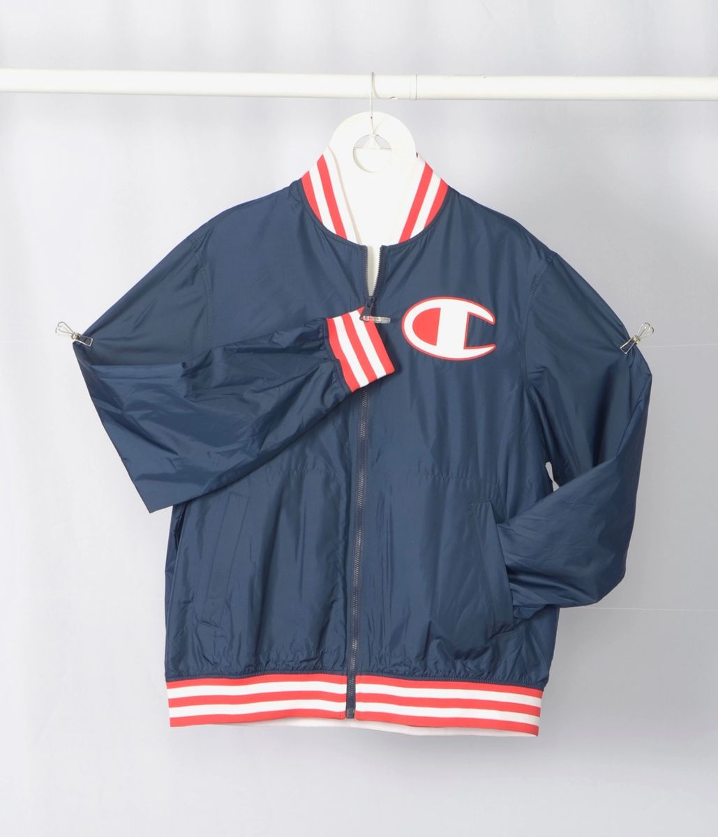 Champion Satin Baseball Jacket, Blue/Red/White, Size L to 3XL