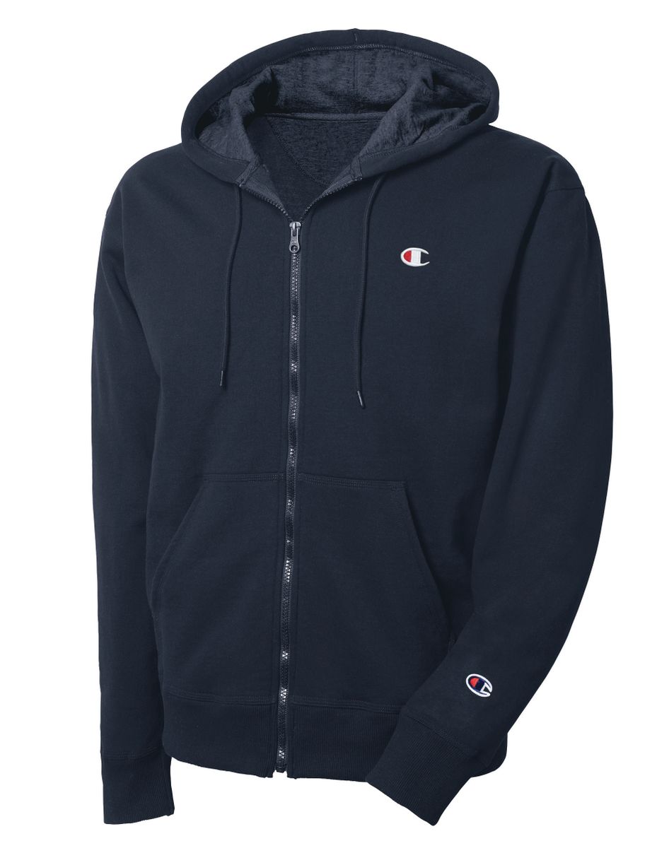 Champion Reverse Weave Full Zip Hoodie, Navy, Men's Size M