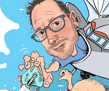 A caricature of a group of people ULA digital gift caricatures by SydneyCartoonist Brett Bower