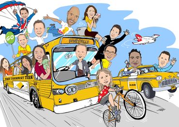 Commonwealth Bank Digital gift caricatures by Sydney Cartoonist Brett Bower