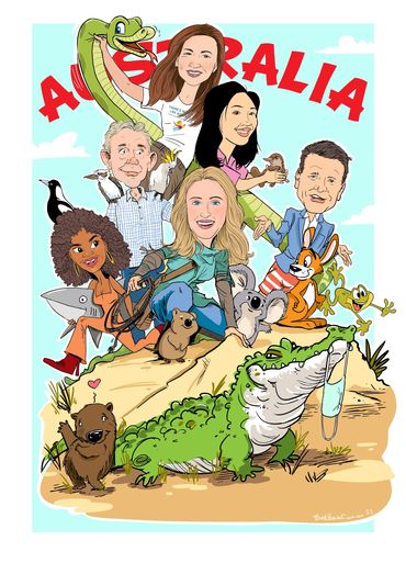 Tourism Australia digital gift caricatures by Sydney Cartoonist Brett Bower