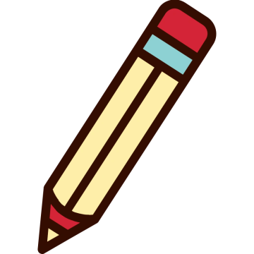 Illustration of a red and yellow pencil with an eraser.