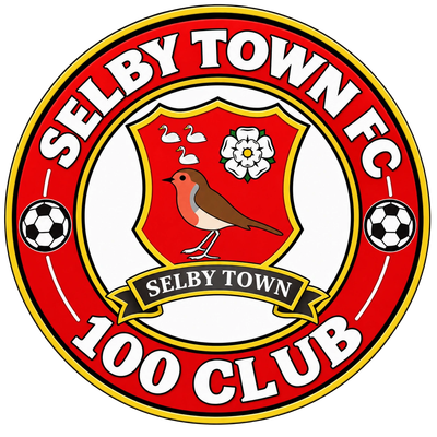 Logo of Selby Town FC 100 Club with a bird and footballs.