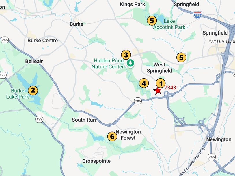 Overview Map of Recreational Trails Near 7343 Stream Way. 