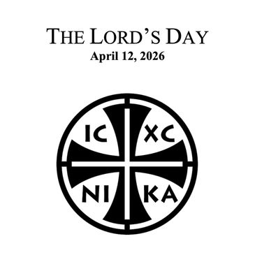 The Lord's Day announcement with a religious cross symbol and date April 12, 2026.