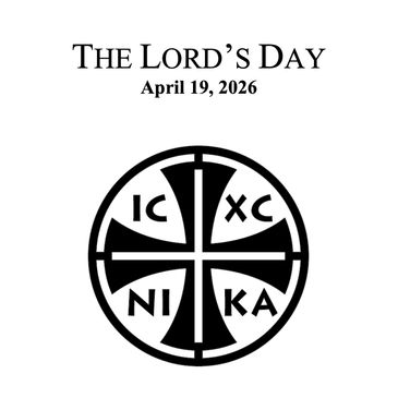 The Lord's Day announcement with a religious cross symbol and date April 19, 2026.