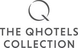 Logo of The QHotels Collection in gray on white background.