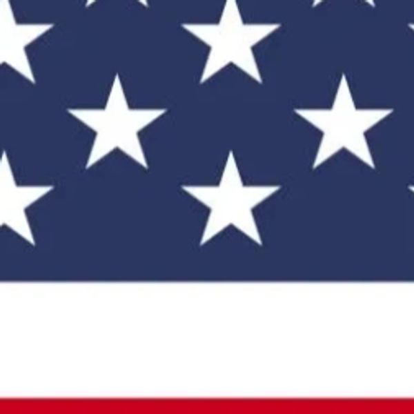 Heart shape with American flag pattern of stars and stripes.