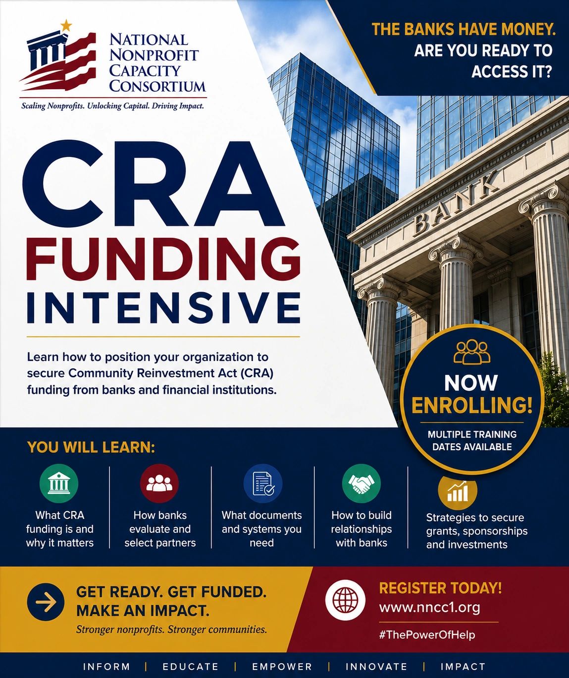 CRA Funding Intensive training to help nonprofits secure bank funding and build partnerships.
