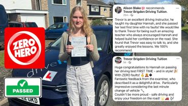 Young woman proudly holding her driving test pass certificate next to a car.