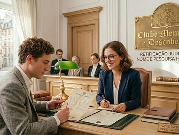 A man and a woman discussing documents in a formal office setting.
