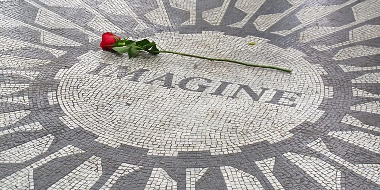 The Imagine mosaic at stawberry feilds in NYC central park memorial for john lennon