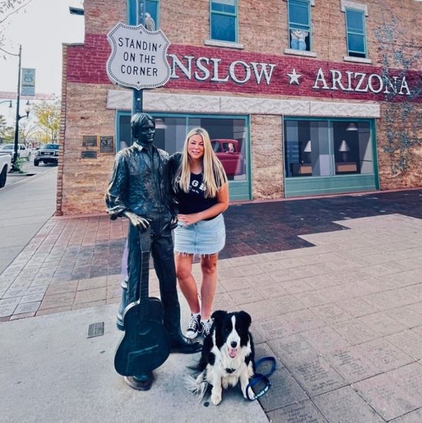 Standing on the corner in Winslow, Arizona — made famous by Eagles and “Take It Easy.” This is where