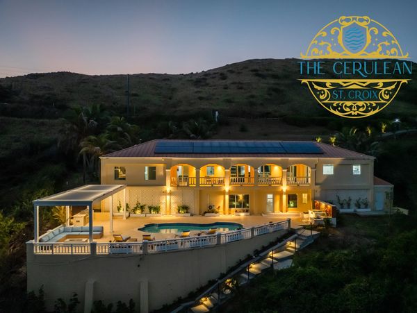 Oceanside view of the The Cerulean luxury rental home St Croix 