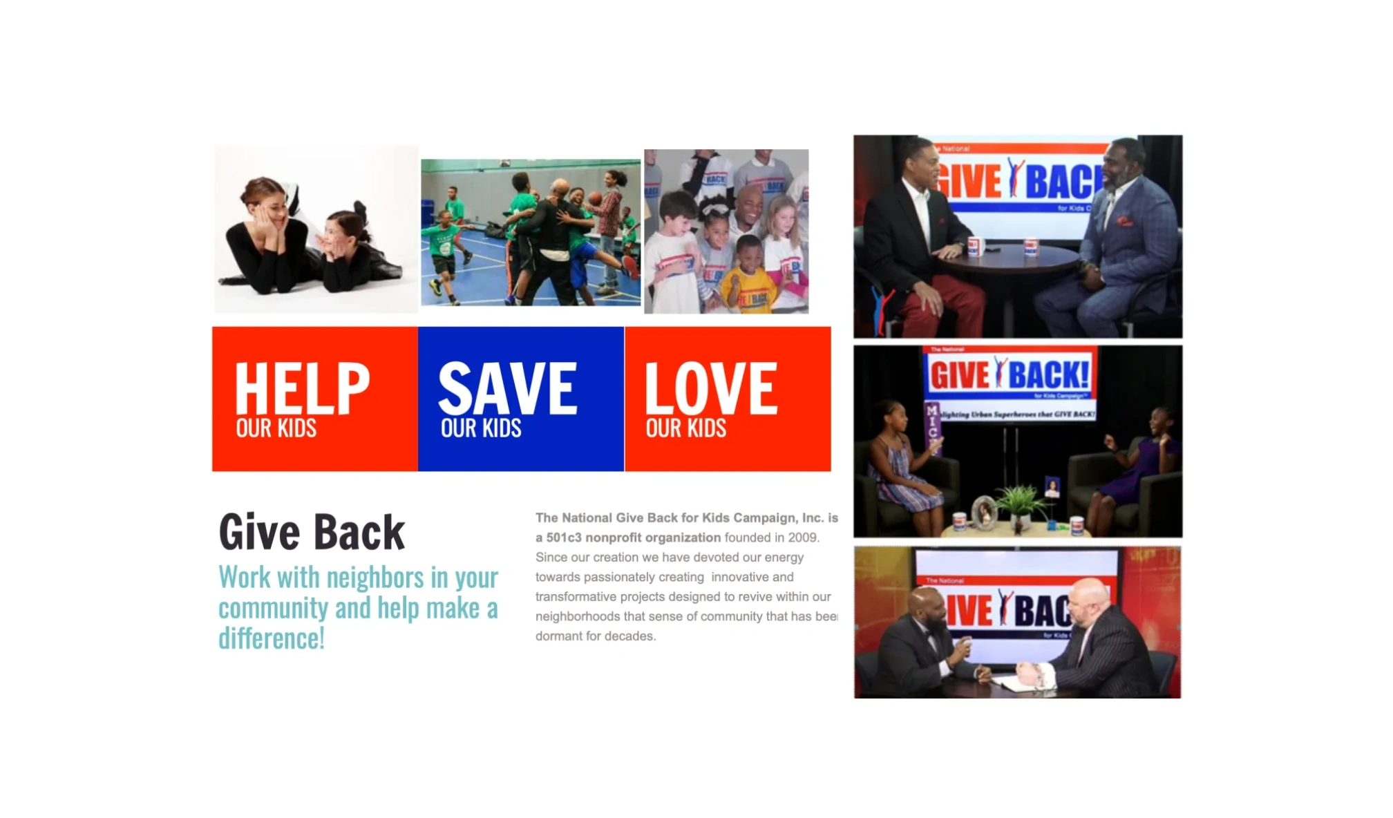 The National Give Back For Kids Campaign Home