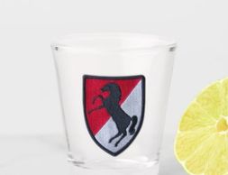 11th ACR Armored Cavalry Regiment Blackhorse patch vets Shot Glass