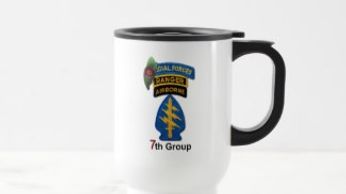 Army 7th Special Forces Group Green Berets SFG SF Vets Travel Mug .