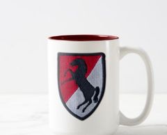 Army 11th ACR Armored Cavalry Regiment Fort Meade Two-Tone Coffee Tea Cup.