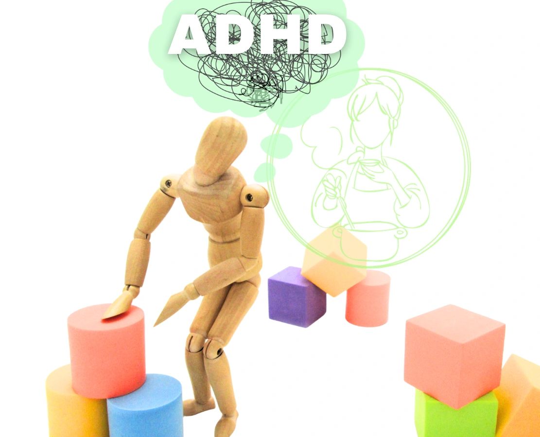 Mannequin with coloured blocks ADHD structure and cognitive load, dietitian-led support, Moreton Bay