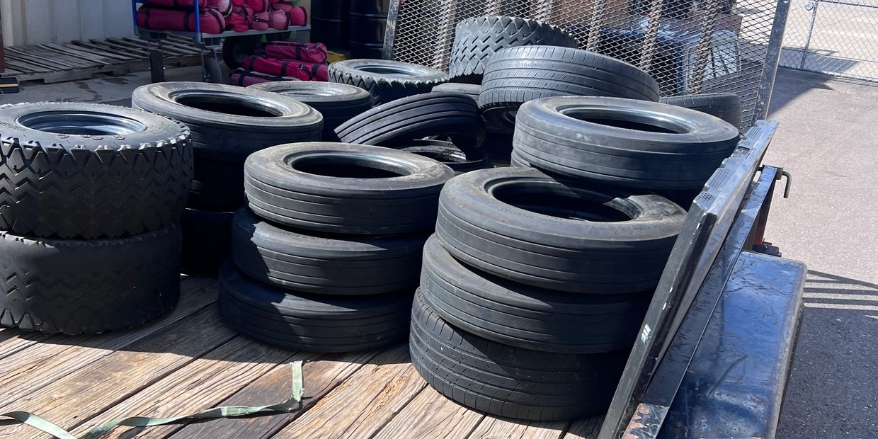 Load of tires picks up from a local airport 