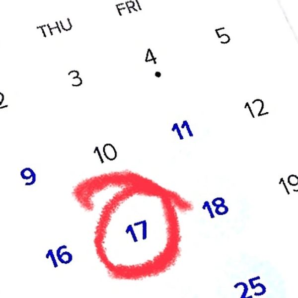 Calendar date 17 circled in red.