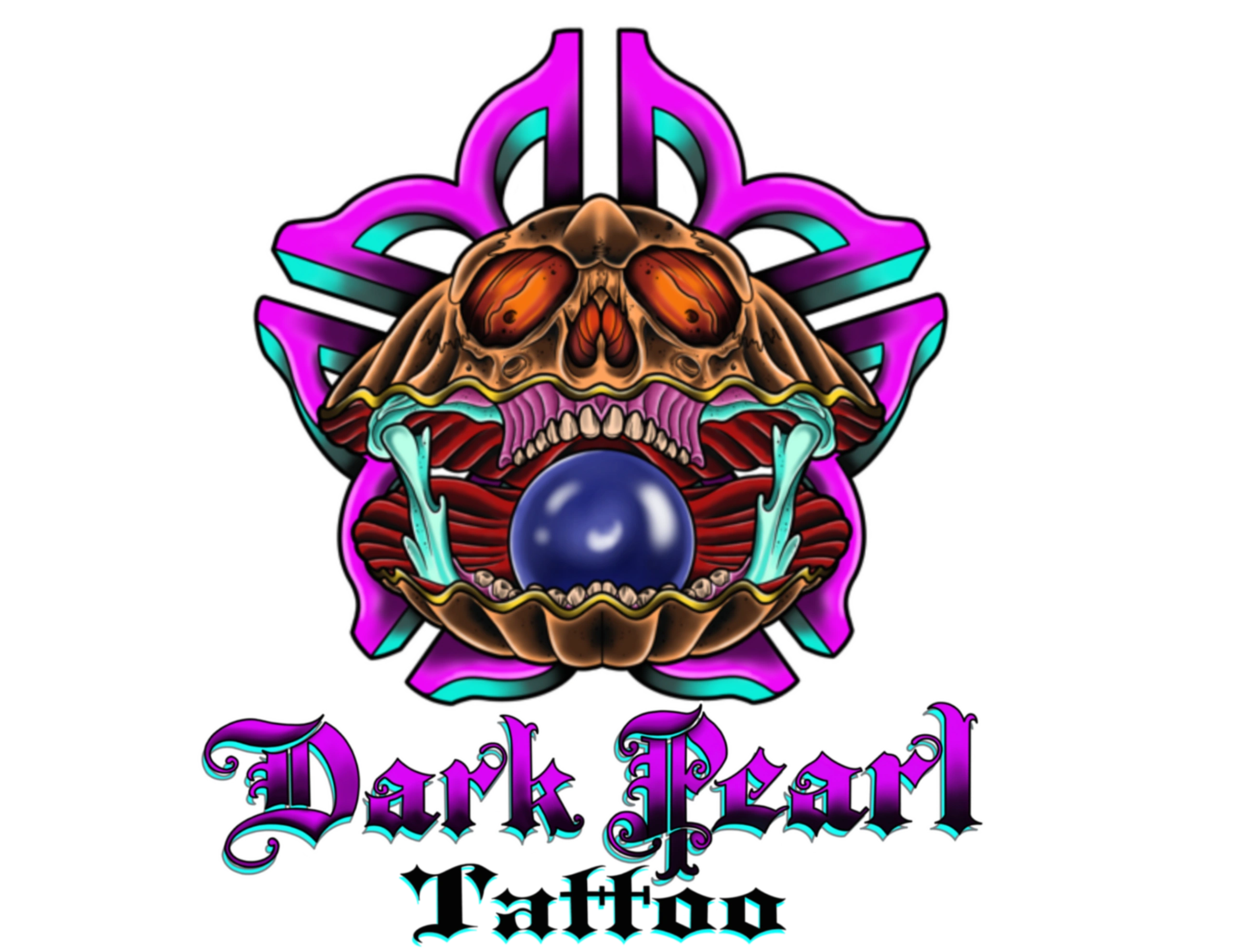 Dark Pearl Tattoo Logo Pearl Skull Clam