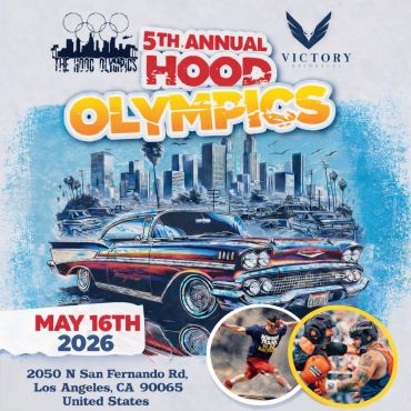 Flyer for the 5th Annual Hood Olympics on May 16, 2026, in Los Angeles.