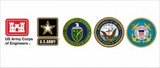 Emblems of the US Army Corps of Engineers and other military branches.