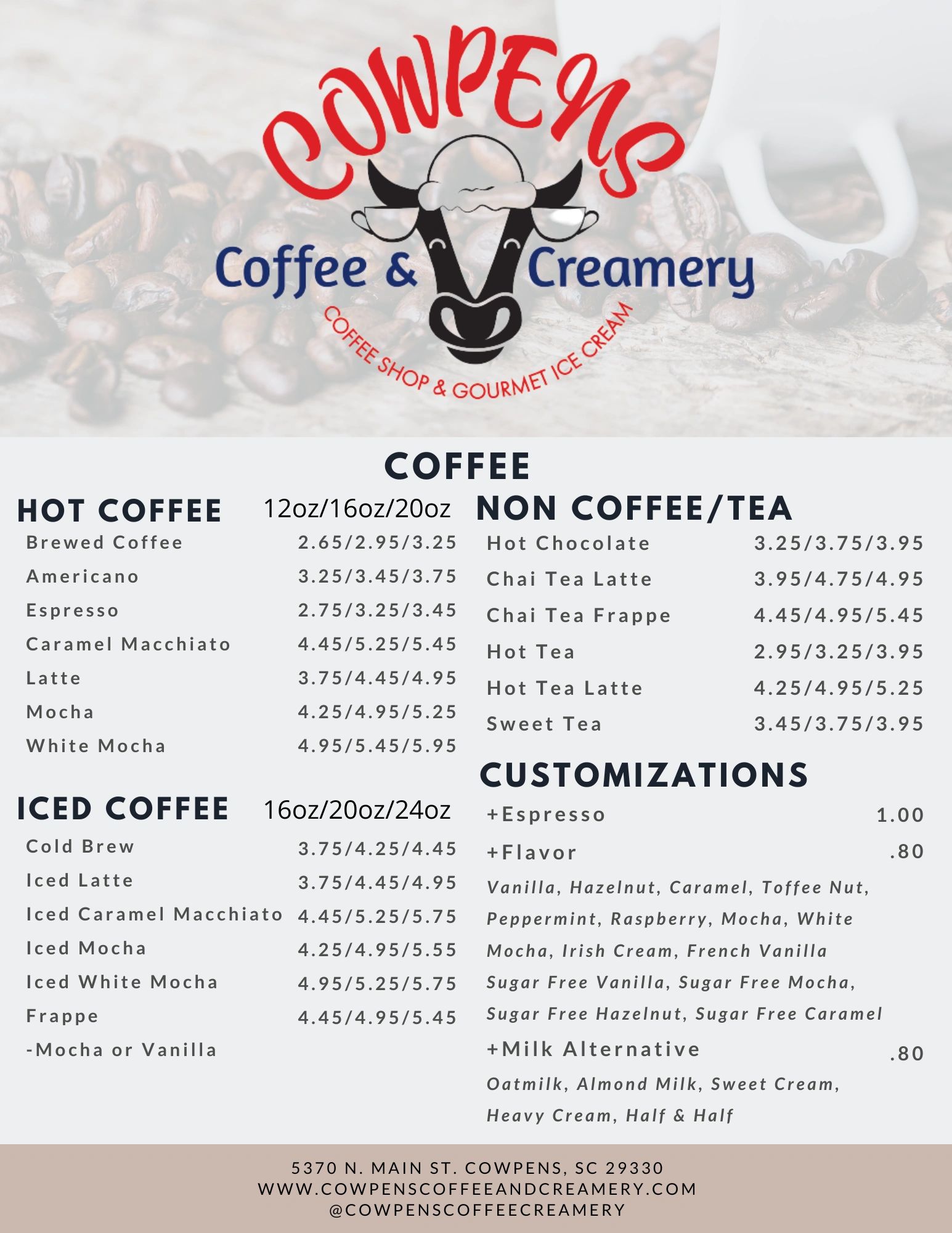 Ice Cream and Coffee Shop Cowpens Coffee & Creamery