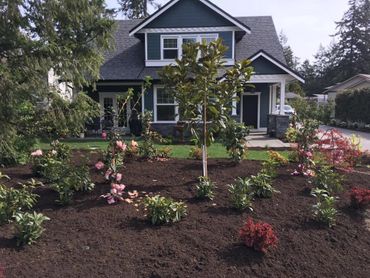 Luxury front yard garden with fountain