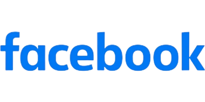 The Facebook logo in blue text on a transparent background.