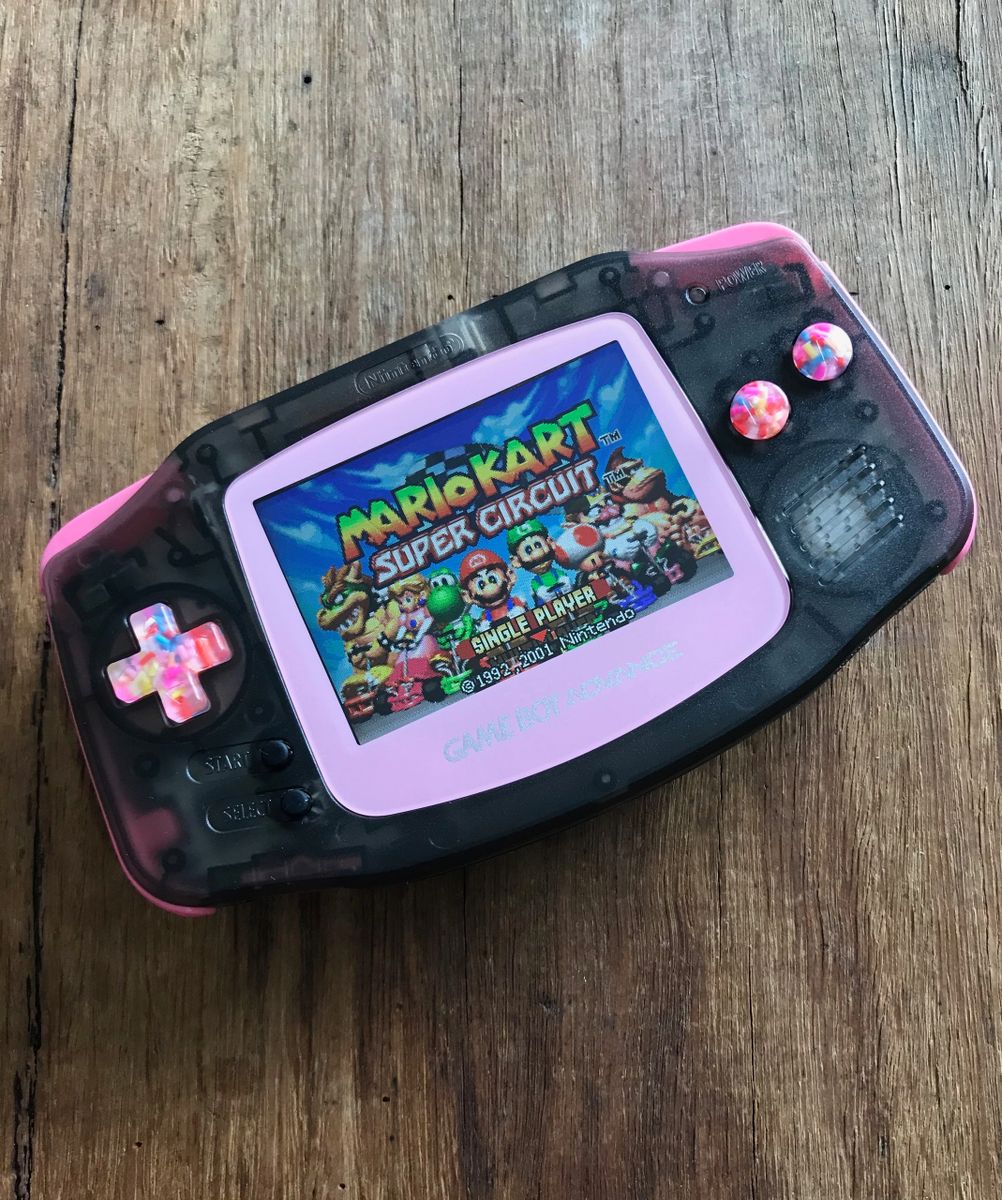 Gameboy Advance - Clear Black Pink Sprinkles IPS BACKLIT