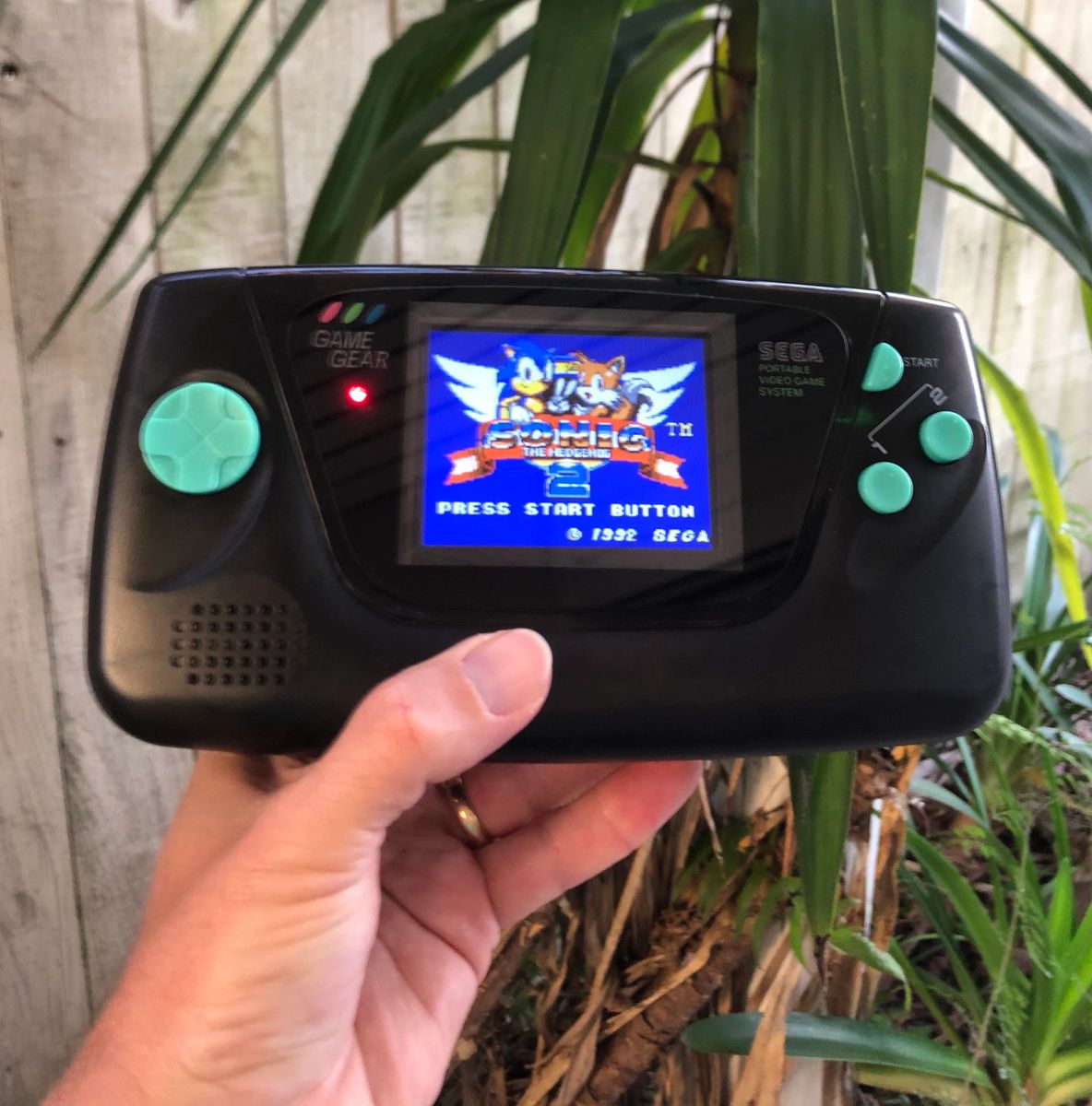 Sega Game Gear Clear Black Teal Buttons BACKLIT USB C Power