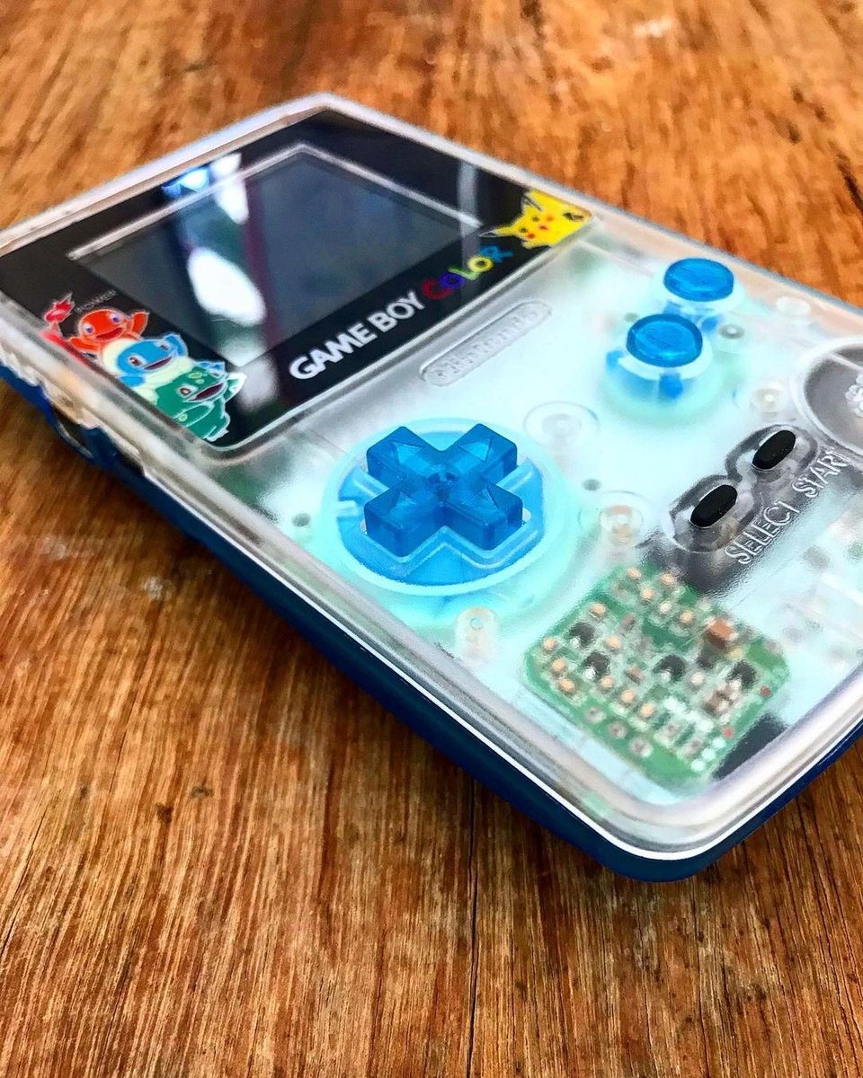 Gameboy Colour Clear Blue Pokemon Backlit Ips