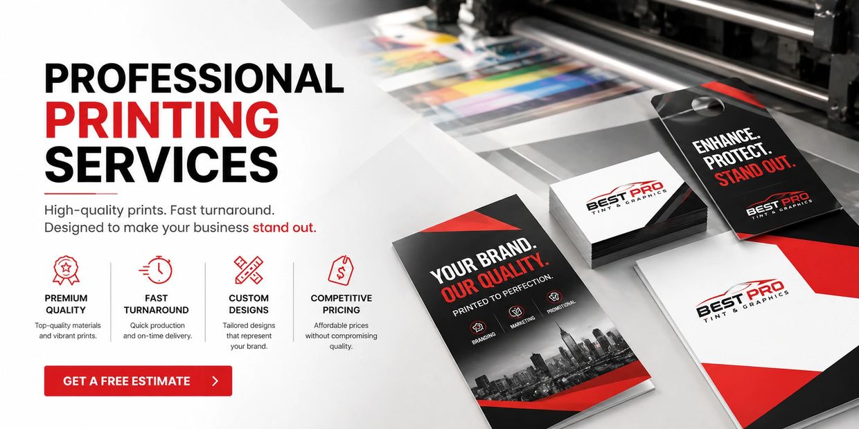 Professional printing services offering quality, fast turnaround, custom designs, and competitive pricing.