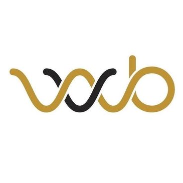 Stylized logo combining black and gold curves forming abstract letters.