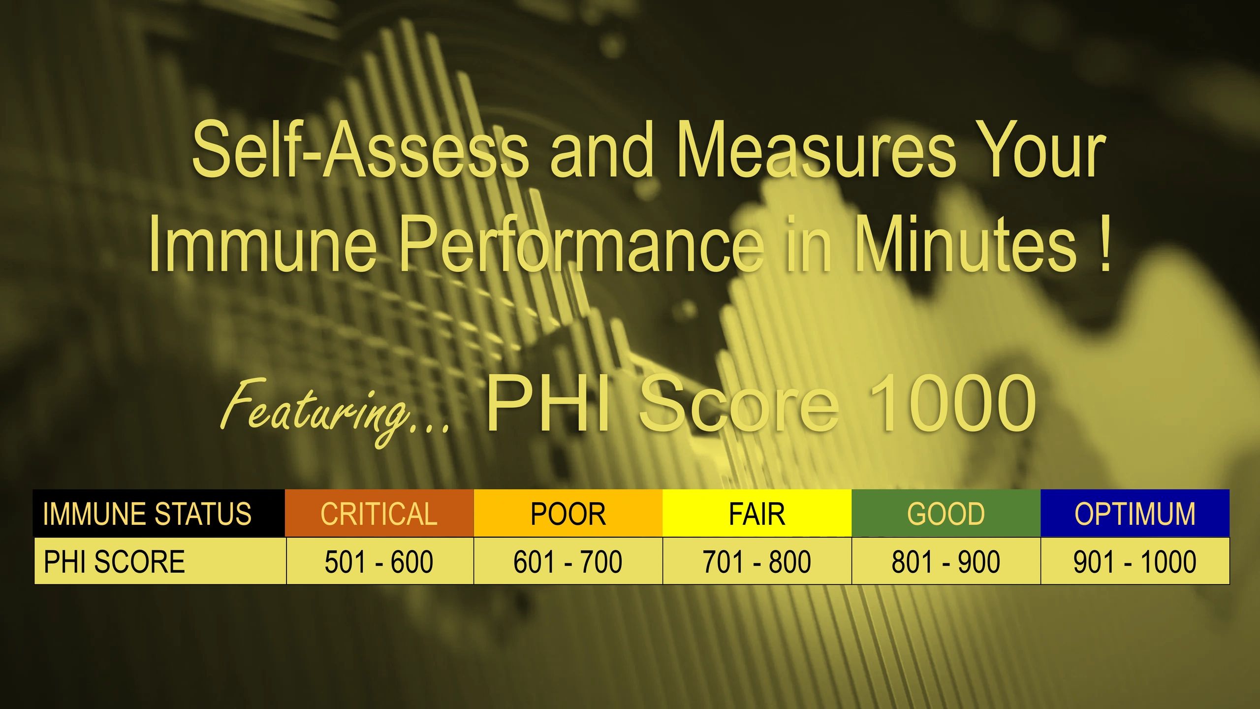 Immune status assessment with PHI Score 1000 scale.
