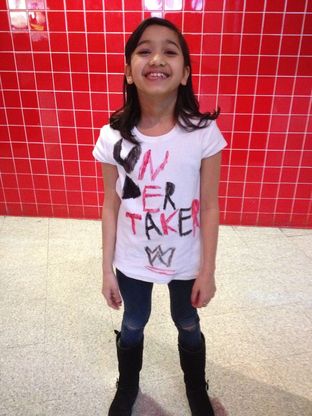 Meera's homemade Undertaker t-shirt