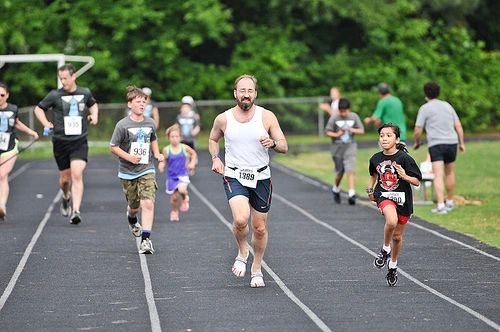 Meera and I finishing a Run With Dad 5K