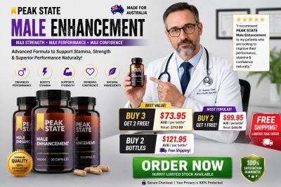 Advertisement for Peak State Male Enhancement supplements.